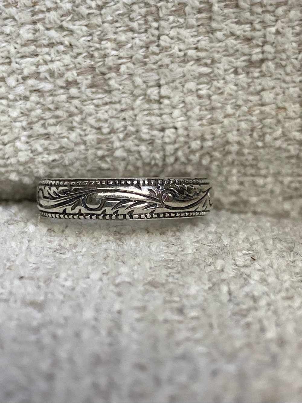 Vintage Sterling-Style Paisley Patterned Ring - size 7.5